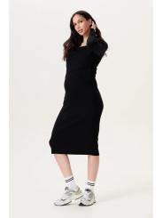 Robe Midi de Grossesse et d'Allaitement Manches Longues en Coton Bio