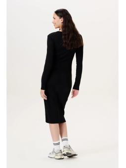 Robe Midi de Grossesse et d'Allaitement Manches Longues en Coton Bio
