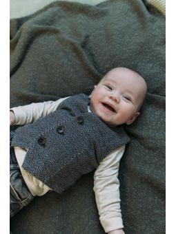 Ensemble Cérémonie Bébé Garçon Chemise Blanche, Gilet à Chevrons et Nœud Papillon – Noppies Baby