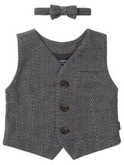 Ensemble Cérémonie Bébé Garçon Chemise Blanche, Gilet à Chevrons et Nœud Papillon – Noppies Baby