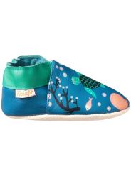 Chaussons B&eacute;b&eacute; Cuir Souple "Marie Claire Sous la Mer"