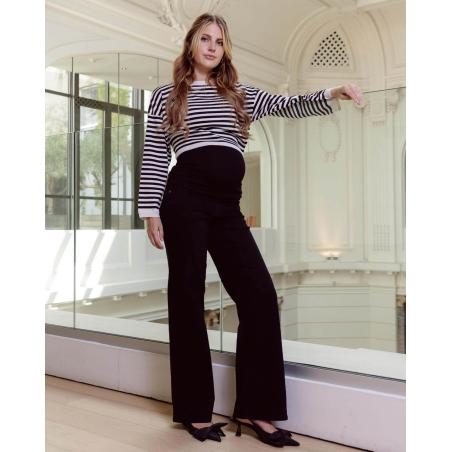 Pantalon Wide Leg Noir à Bandeau – Modèle Julia