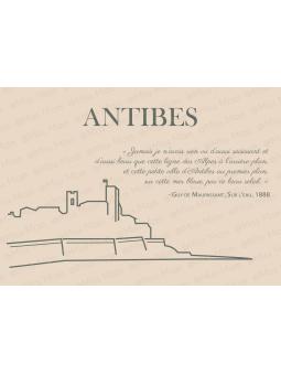 Carte Postale d'Antibes – Citation Guy de Maupassant par Miss Mam