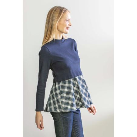 Top de Grossesse et d'Allaitement Bimatière Julia Chelsea – Bleu à Carreaux