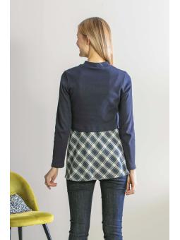 Top de Grossesse et d'Allaitement Bimatière Julia Chelsea – Bleu à Carreaux
