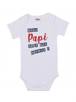 Body "Avec Papi tout est permis" Manches Courtes