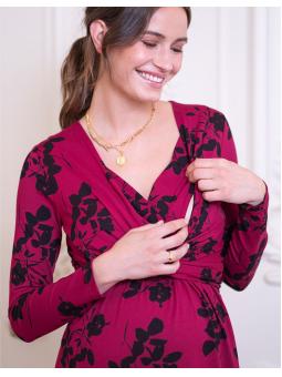 Robe Fleurie Rosa Manches Longues