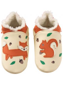 Chaussons Cuir Fourrés Basile & Odile