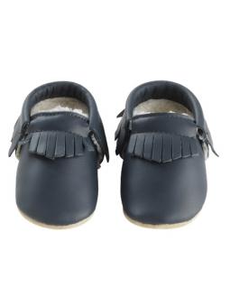 Chaussons Cuir Fourrés Franges