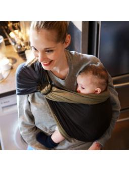 Petite Echarpe Sans Noeud Anthracite/Olive