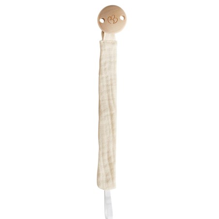 Attache sucette clip bois  tissu gaze de coton