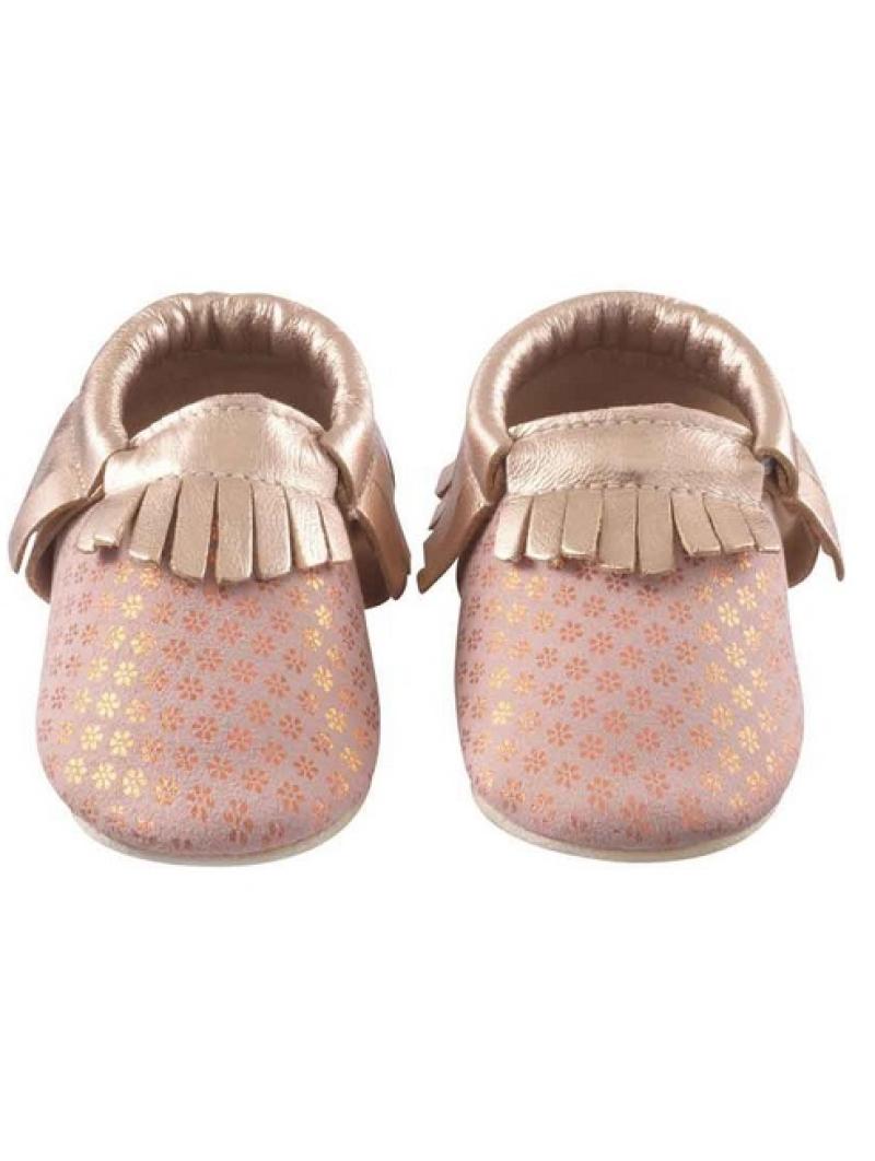 CHAUSSONS CUIR-SOURIS ROSE