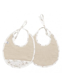 Lot de 2 Bavoirs Naissance Gaze de Coton