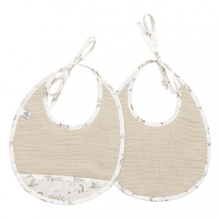 Lot de 2 Bavoirs Naissance Gaze de Coton