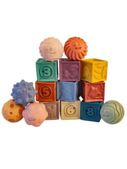 Set de 15 Balles et Cubes Sensoriels en Silicone