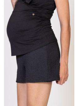 Short Noir Crepe Smoké Court