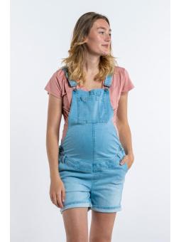 Salopette Shorte en Jeans Stone Wash