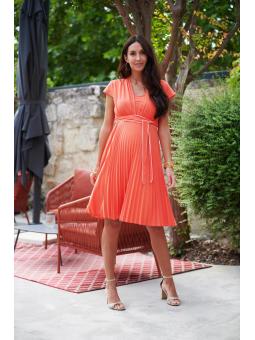 Robe Fanny Papaye Manches Courtes