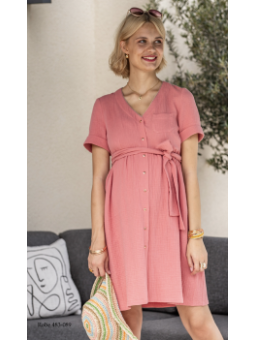 Robe Chemise en Crêpe de Coton